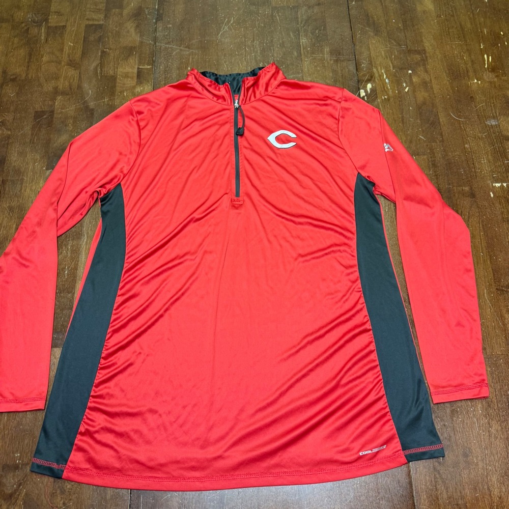 Majestic Cincinnati Reds 1/4 Zip Pullover Mens 2X Red MLB Cool Base